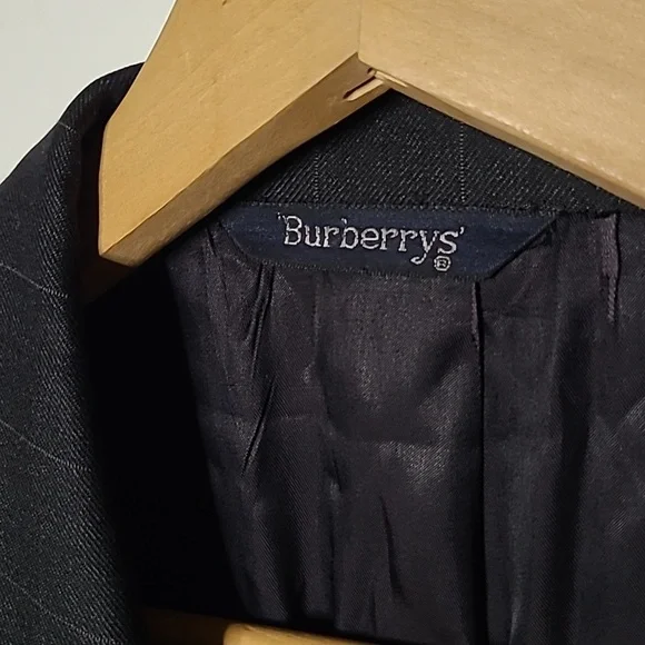 Burberry Blazer Jacket Mens 42 Wool Black Striped Vintage